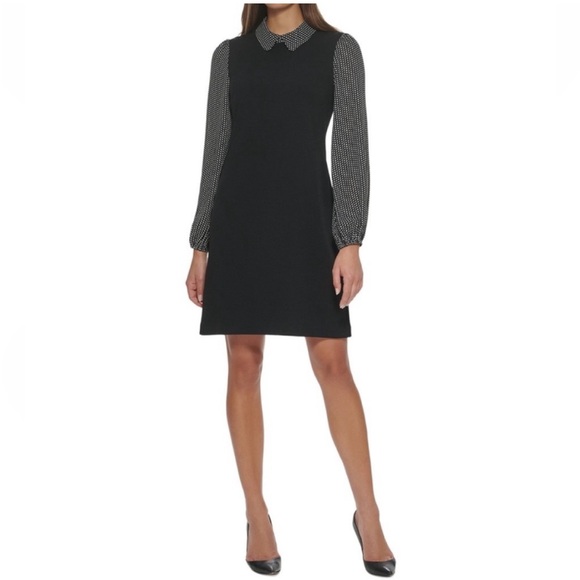 Tommy Hilfiger Dot print Collar Black Dress size 10 - Picture 1 of 10